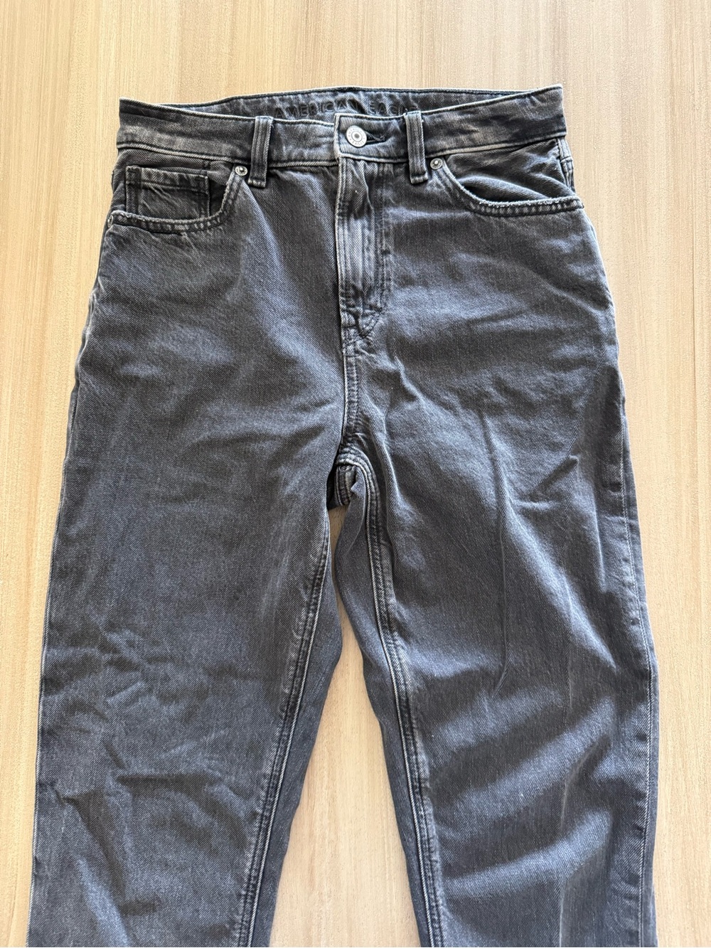 American Eagle Outfitters Women's Straight Leg Jeans - Faded Black